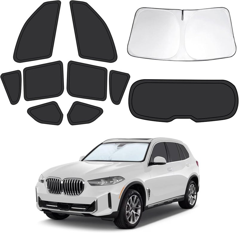 FSHAANY'S 10pcs Car Window Shades for BMW X5 2019-2025, Full Car Window Covers for Privacy, Sunshades for X5 Front Rear Windshield Side Windows to Block UV and Protect Privacy - Image 1